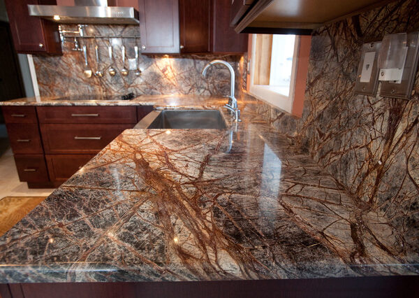 Rainforest Brown Marble Kitchen tops